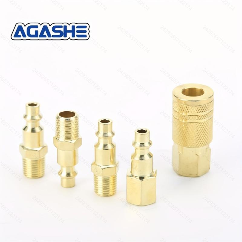 5pcs Quick Coupler Set, 1/4NPT Metal Air Hose Fittings, Universal Thread Standard, Brass Coupler Caps for Air Compressor