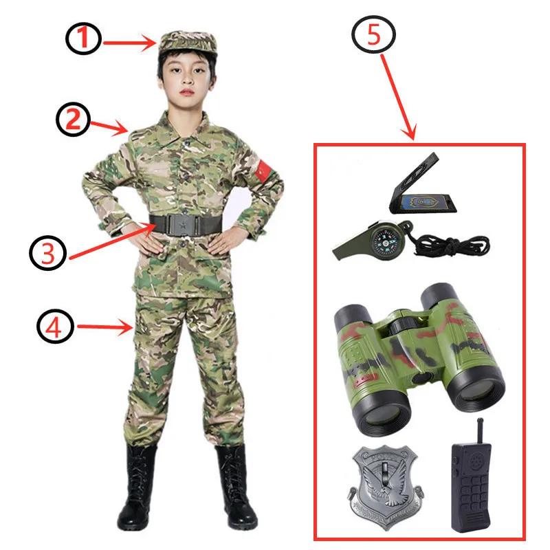 Disfraz de Camuflaje para Niños Traje de Soldado del Ejército para Fiesta Escuela Gimnasia Incluye Juguetes Regalos