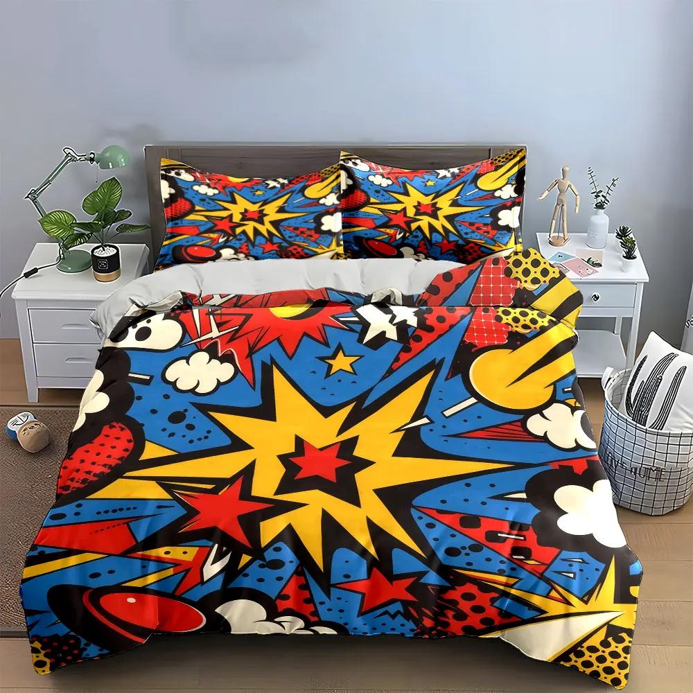"Abstract Pop Art Decor Set" Bedding Set with 1 Duvet Cover 2 Pillowcases Single Double King Queen Gift