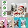 Santa Claus And Snowman Pillowcase Printed Polyester 45X45Cm Throw Pillowcover Decorative Sofa Cushion Pillowslip Home Decor