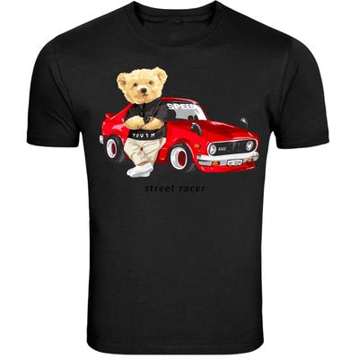 Teddy Bear Street Racer Car Unisex T-Shirt - Cute Racing Bear Graphic