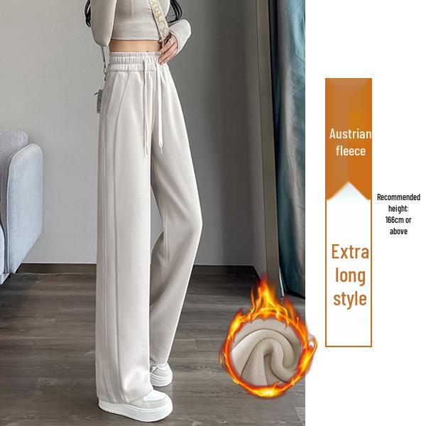 Women's Wide-Leg Velvet Sweatpants - Height-Enhancing Banana Sports Pants for Autumn/Winter 2025
