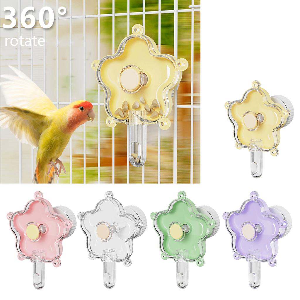 Mental Stimulation Parrots Toy Rotating Snacks Dispenser Flower Shape Design Durability Bird Cage Accessory