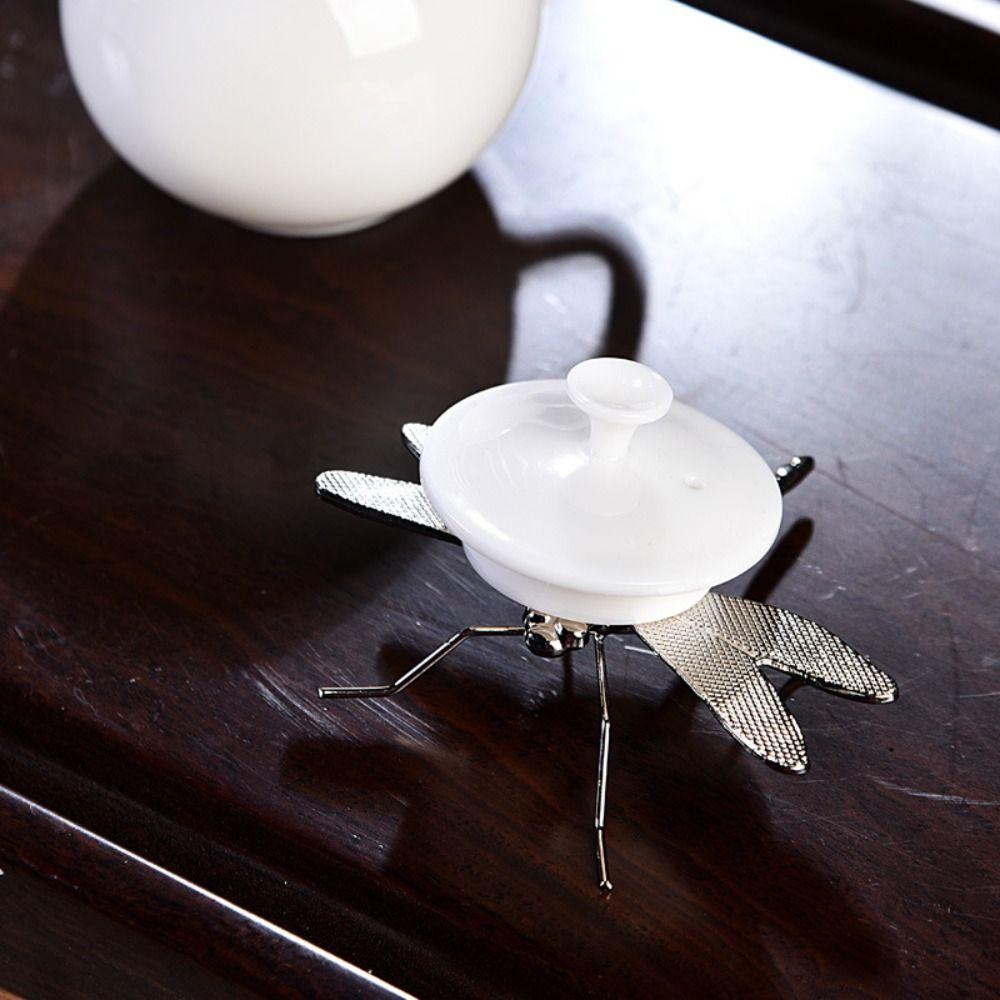 Small Dragonfly Ornament Metal Dragonfly Cup Cover Durable Simulation Dragonfly  Tea Ceremony
