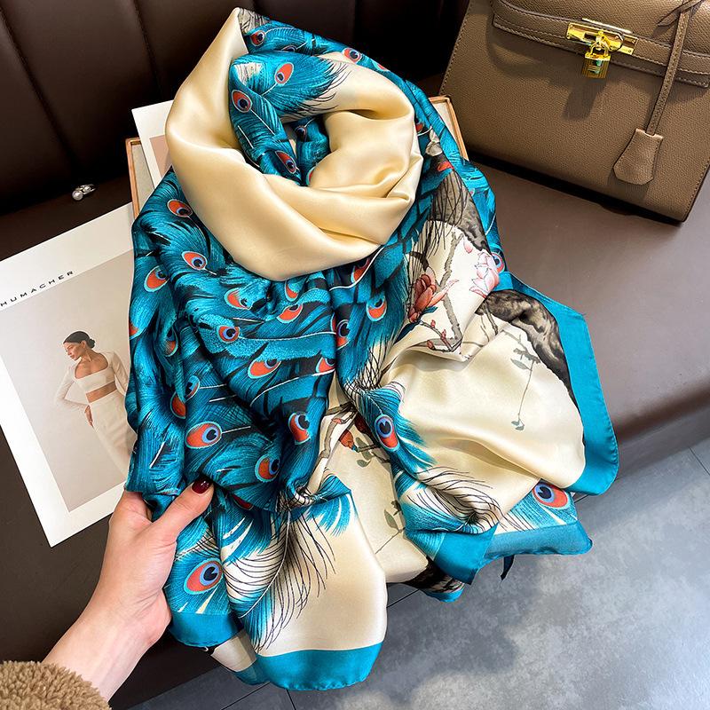 New Sunscreen Scarf for Women New Silk Satin Versatile Summer Sunscreen Silk Scarf Mother's Day Gift