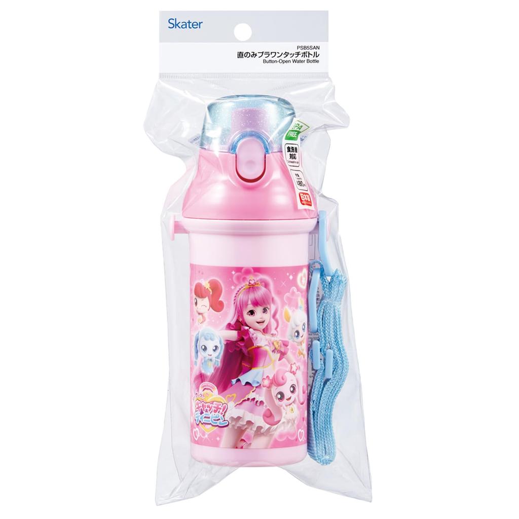 Skater Water Dishwasher Made in Secret Kids' Direct-Drink Bottle, Plastic, 480ml, One-Push Open/Close, Safe, Japan, Catch! Tinipin, Girls' PSB5SAN-A