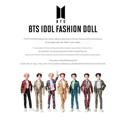 BTS Official Fashion Doll 7 Pack Mattel BTS Goods Idol Jointed Doll Gift Wrapping Product