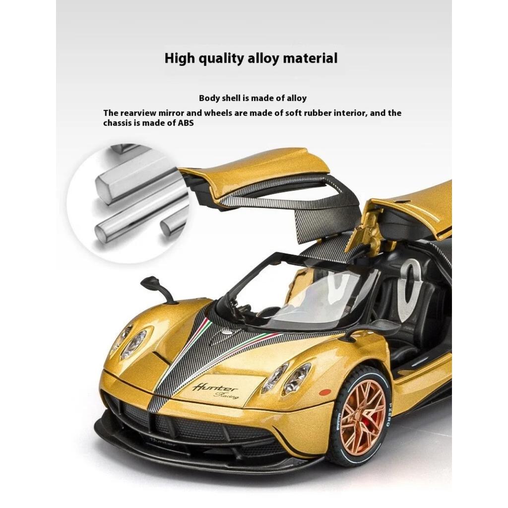 1/22 Pagani Huayra Dinastia Liga Super Carro Diecast Metal Modelo Clássico Asa de Gaivota Porta Coleção Ornamento Brinquedo Infantil Presente