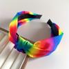 1pc Rainbow Wide Knotted Headband for Women, Soft Stretchy Fabric, Gradient Color for Spring Summer, Beach, Festival, Daily