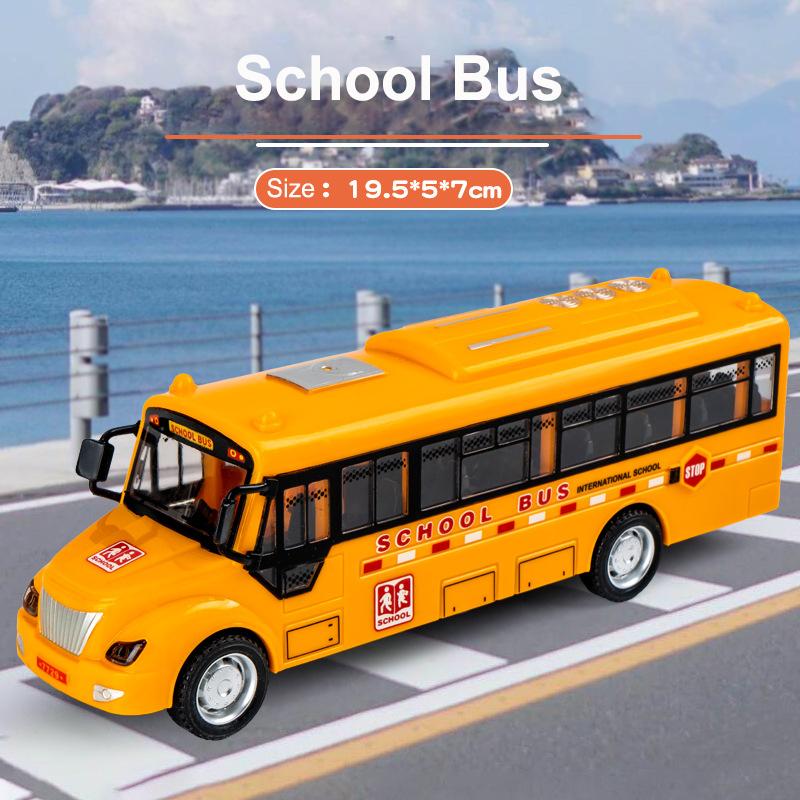 Dual Inertia Sliding Campus Bus Car Model Simulation Sound and Light Music Educational Toy Bus Car Toy Children's Birthday Gift