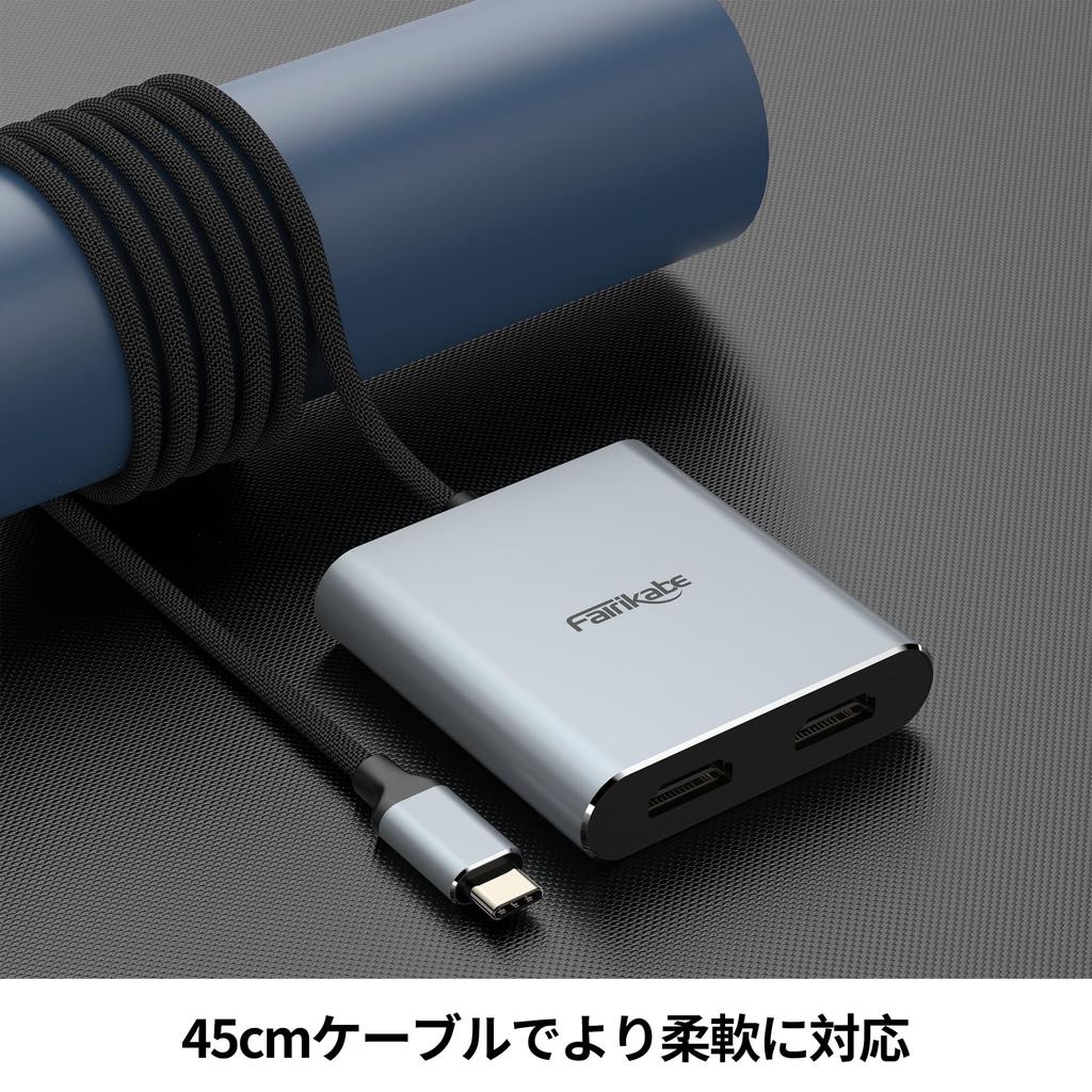 USB C to Dual HDMI Adapter 4K 60Hz Splitter 2 Monitor Extended Display Type C Hub Multi Docking Station for Laptop Alt Mode Supports Thunderbolt 3 (DP