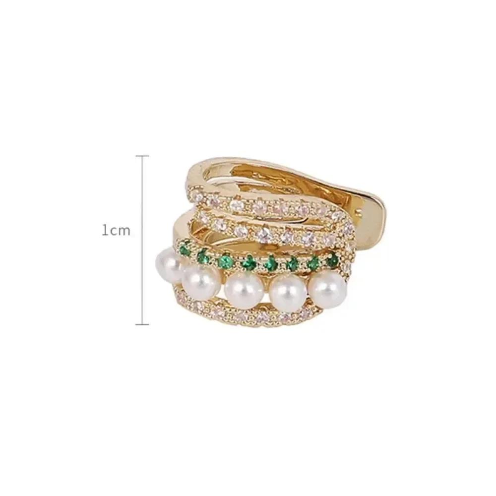 1pc Korean Fashion Double Layer Pearl Clip Earrings for Women Girls Luxury Zircon Ear Cuff Clip Without Pierced Ear Cuff Jewerly