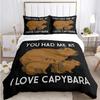 Funny Capybara Anime Duvet Cover Kawaii Animals Bedding Set Soft Quilt Cover Full Size for Boy Teens Bedroom Decoration