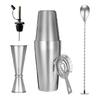 Steel Bartenders Drink Shaker Set with Jigger Strainer Muddler Mixing Spoon Tool For Crafting Cocktails Home Use Parties
