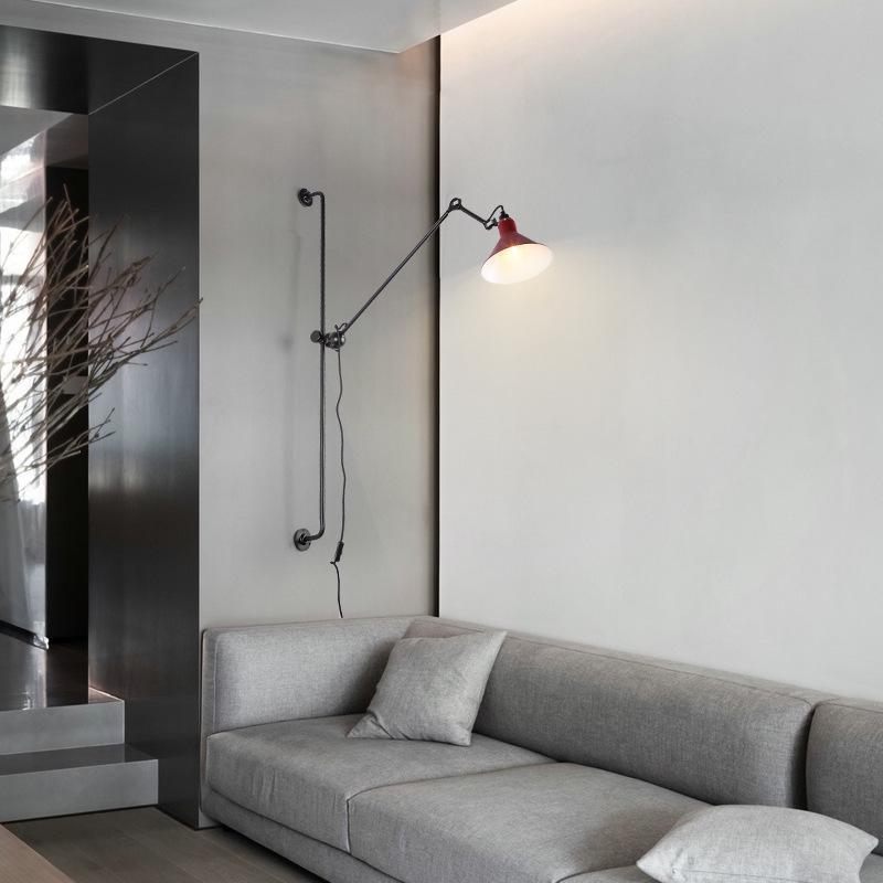 Minimalist Industrial Rotating Rocker Arm Wall Lamp with Eye Protection for Living Room, Bedroom, and Dining Area