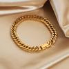 Aimgal 7.3mm Miami Cuban Chain Bracelet 18K Gold-Plated 316L Stainless Steel Trendy Tarnish-Free Waterproof