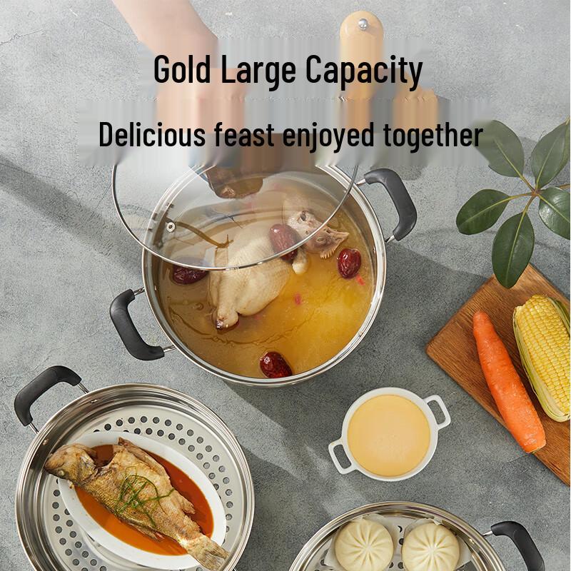 HuiXun 304 Edelstahl Mehrschichtiger Dampfkochtopf