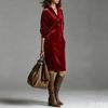 Women's Color Loose Fit Button Front Velour Casual Dress for Everyday Wear
