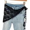 Women's Floral Lace Triangle Hip Scarf Head Kerchief Tie Waist Belt | Boho Lace Triangle Scarf Tie Waist Belt Sheer Hip Wrap