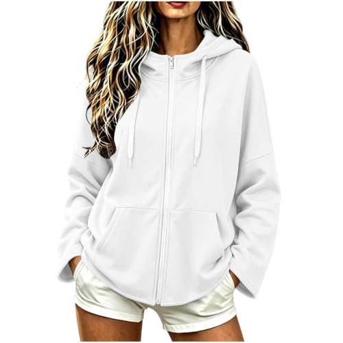 Women's Casual Loose Fit Color Hooded Long Sleeve Sweatshirt with Front Pocket