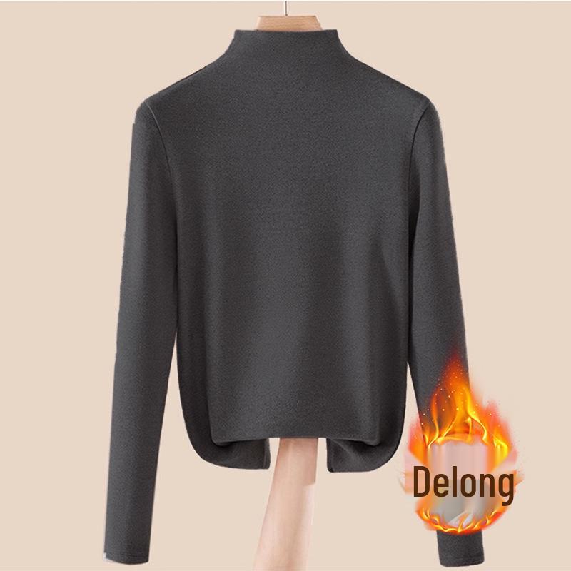 Women's Thermal Half-High Neck Brushed Long-Sleeve Base Layer Top for Autumn/Winter
