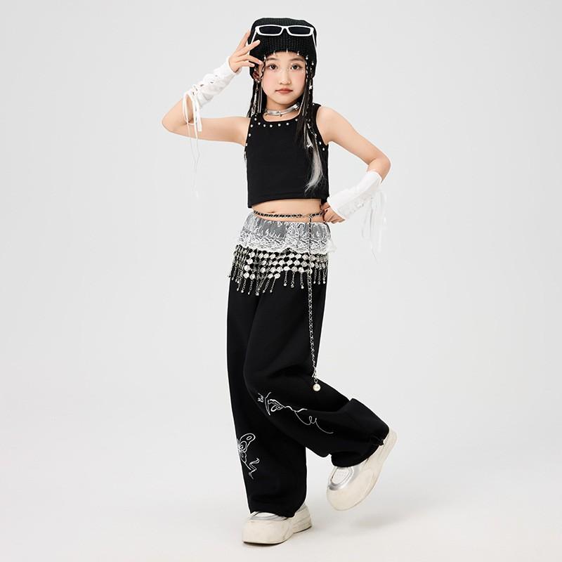Girls Hip Hop Dance Outfit Kids Jazz Performance Set Streetwear Stage Show Competition