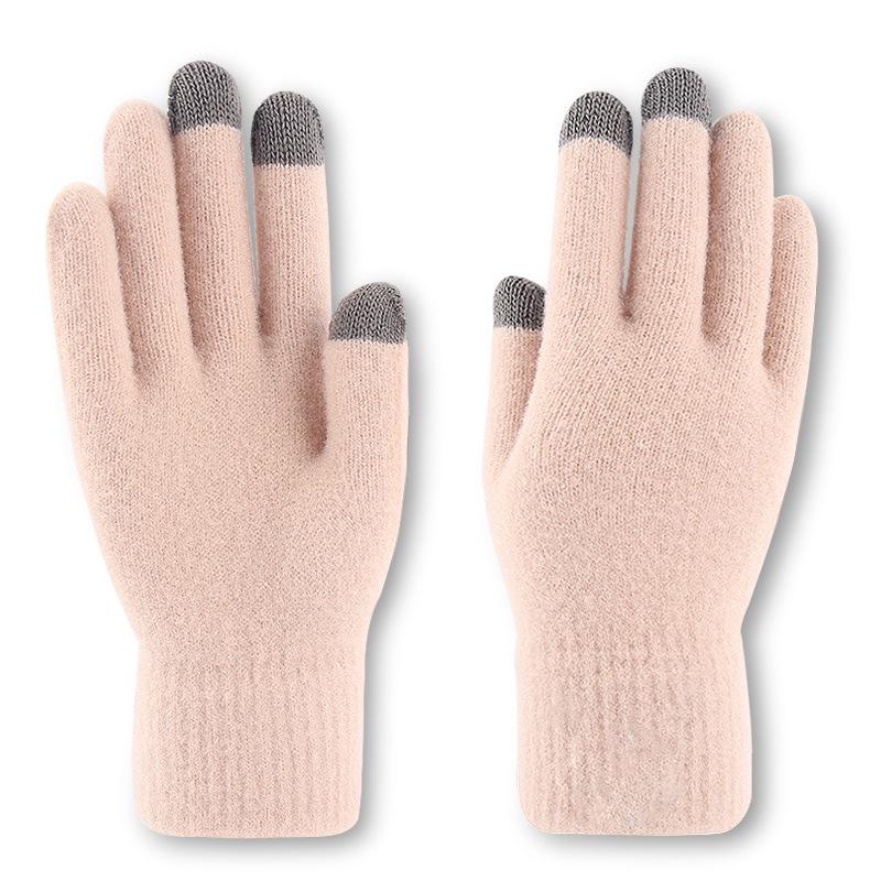 

Новые перчатки с сенсорным экраном для женщин на зиму, из кораллового бархата, утолщенные, высококачественные, теплые, милые, ветронепродуваемые, вязаные перчатки, сенсорное управление One Size