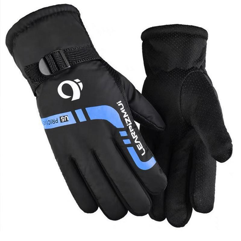 

Мужские зимние велосипедные перчатки: Теплый, морозостойкий, ветрозащитный, водонепроницаемый, утолщенный бархат для езды на велосипеде и мотоцикле. One Size синий