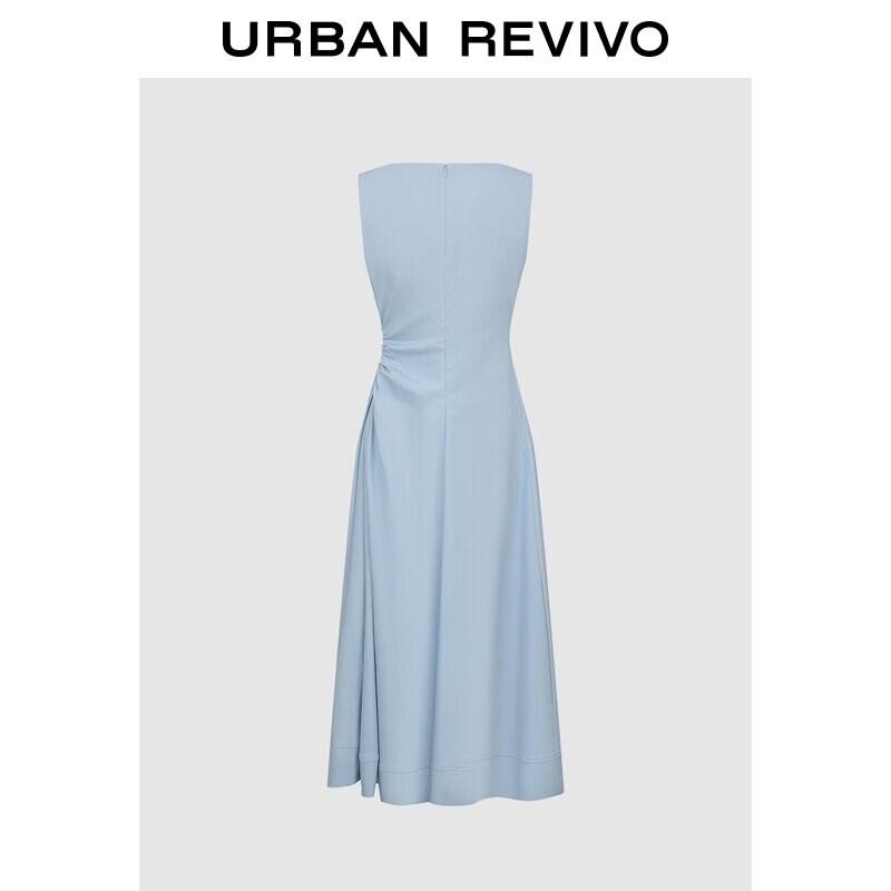 UR2026 Women s Pleated Cowl Neck Sleeveless Dress M