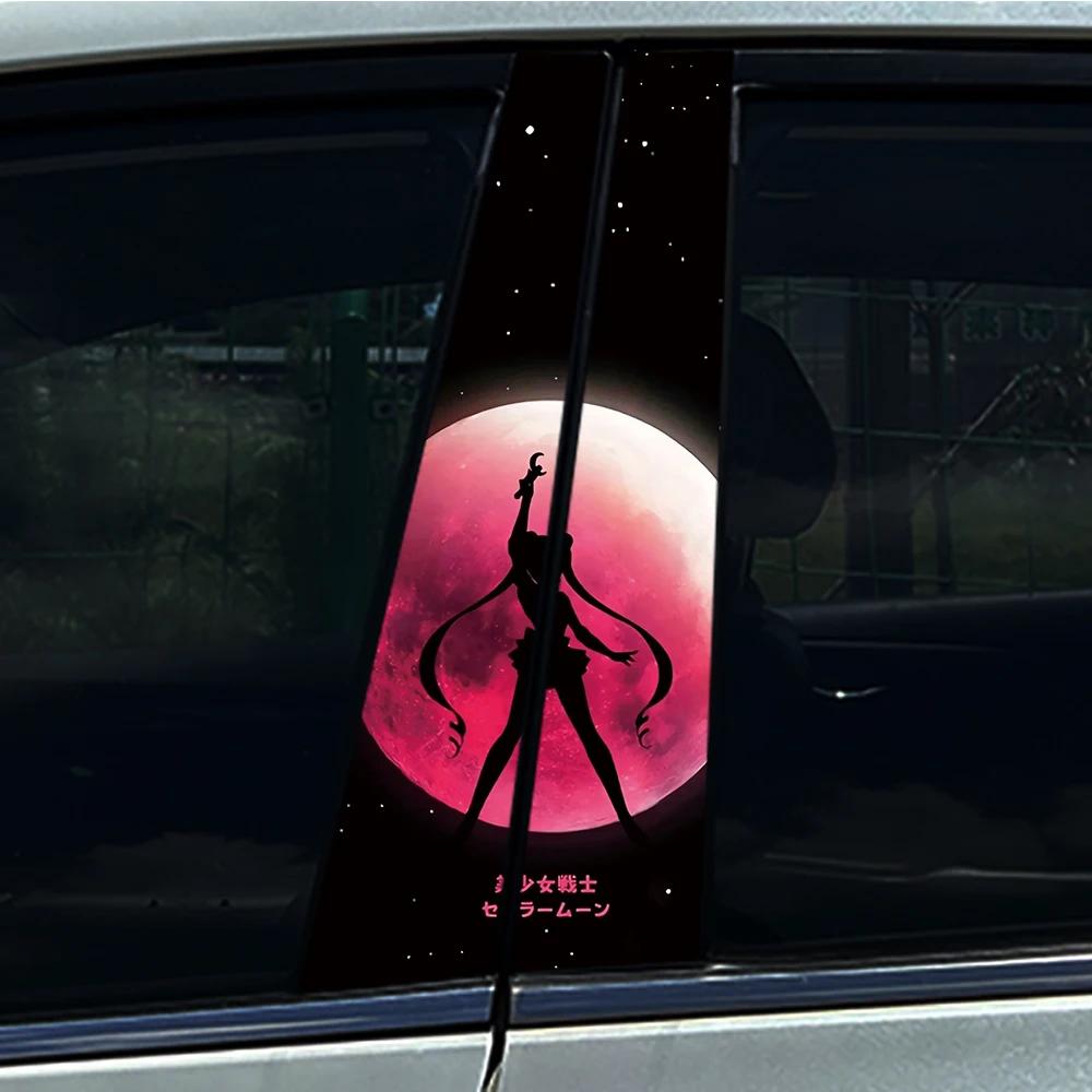 1/2pcs Anime Lovely Girl Car Stickers DIY Car B-pillar Cover Scratches Waterproof Durable Decoration Auto PET Decals