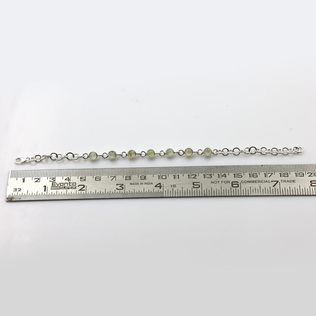 Prehnite Silver Bracelet, 925 Sterling Silver Handmade Jewelry, Gifts For Her, Women Silver Bracelet Ab0546