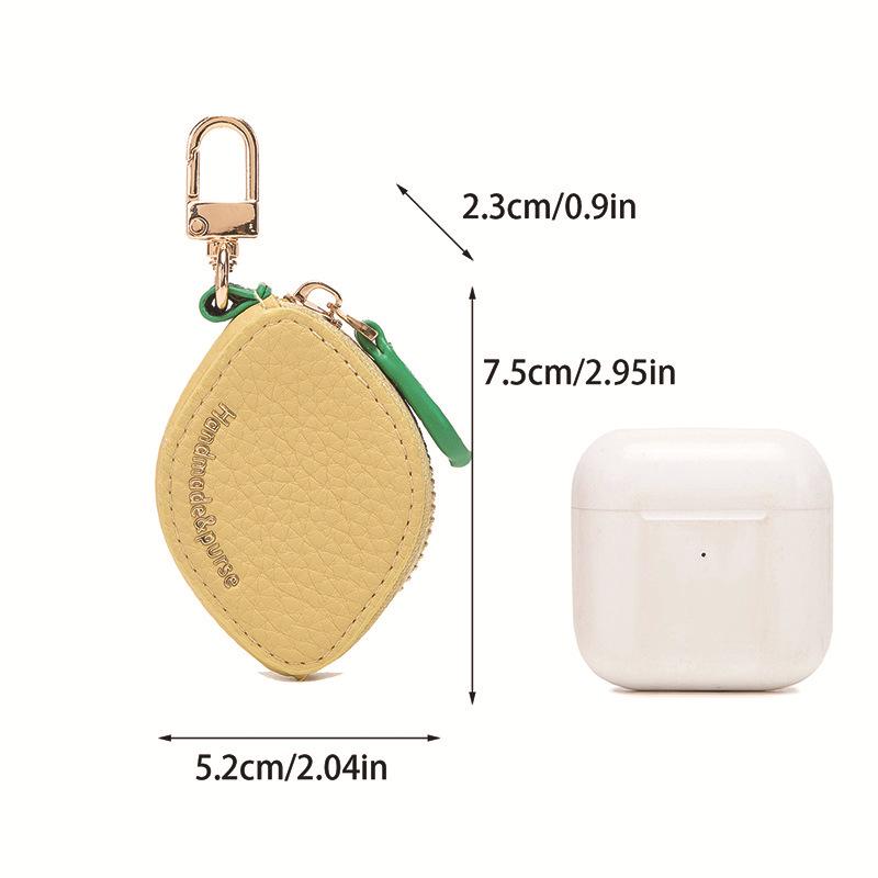 Mini Lemon-Shaped Fruit Charm Coin Purse & Key Holder – Cute Multifunctional Earphone Bag Wallet