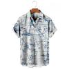 Vintage Button Up Shirt Man 3d Map Printed Short Sleeve Hawaiian Shirt Lapel Men's Clothing Casual Fashion Tops