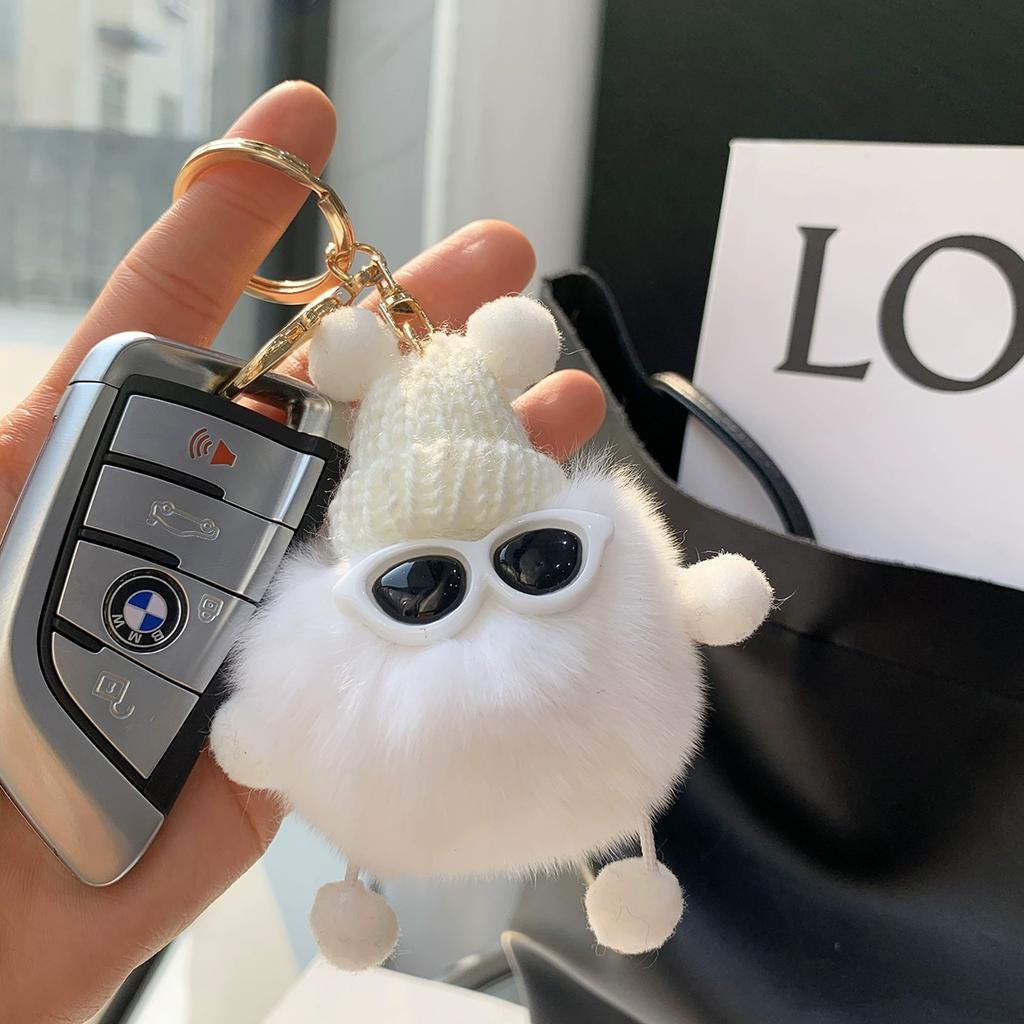 Real Rex Rabbit Hair Coal Ball Elf Ins Internet Celebrity Cute Bag Pendant Plush Doll Car Keychain Pendant
