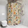 Retro 60s 70s Mid Century Modern Shower Curtain - Abstract Vintage Floral | Brown, Orange & Teal MCM Bathroom Decor