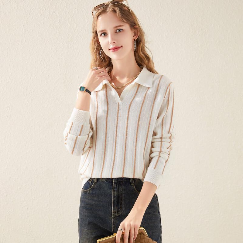 

TUHUANG Women s Pure Wool Turn-down Collar Knit Sweater TW51Y7541 L (165/88A)