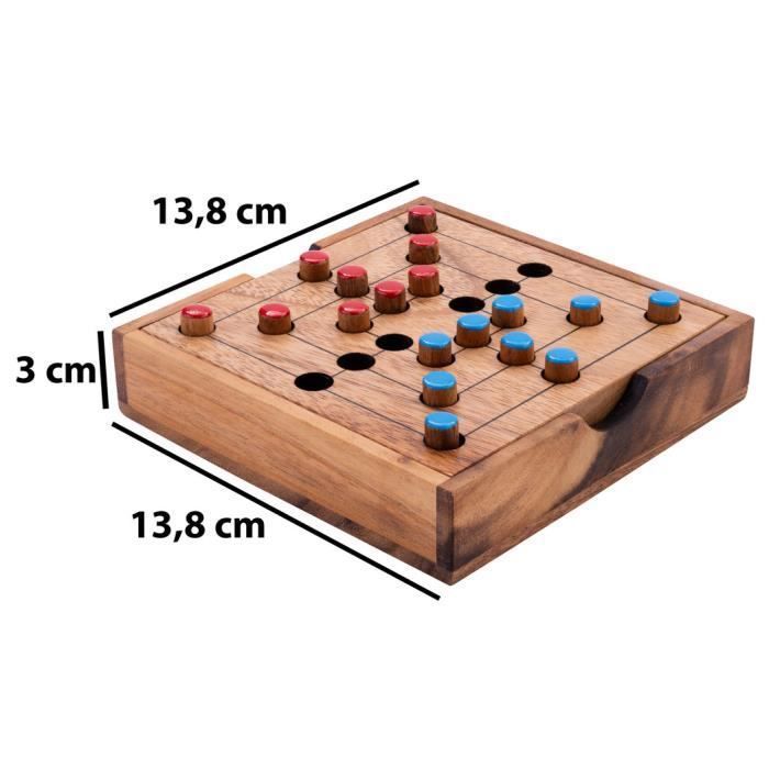 Jeu du Moulin en Bois - Marelle Nine Men Morris - Jeu de Société 2 Joueurs - Coffret Compact Voyage - Dès 6 Ans
