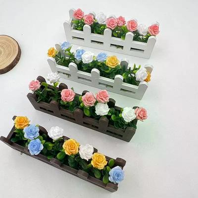 1Pcs Garden Lifelike Artificial Flower Miniature Potted Plants Decoration 1:12 Scale Dollhouse Simulated Rose Flowers Ornament