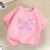 Beautiful Butterfly Print T Shirts For Girls Summer Children Casual Cute Colorful Tops Kids Comfortable Oneck Short Sleeve Tees