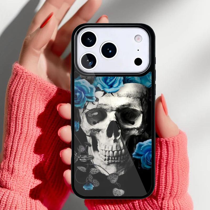 Skull And Rose Art Flower Phone Case for iPhone 17 Air 16e 15 14 13 Pro Max Back Cover for 12 11 Pro Coque