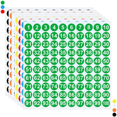 20 Blatt Nummer 1-100 Punkt-Etiketten Aufkleber 1cm Breite Rund Wasserdicht Selbstklebend Digitale Aufkleber Breite Anwendung für Artikelmarkierung
