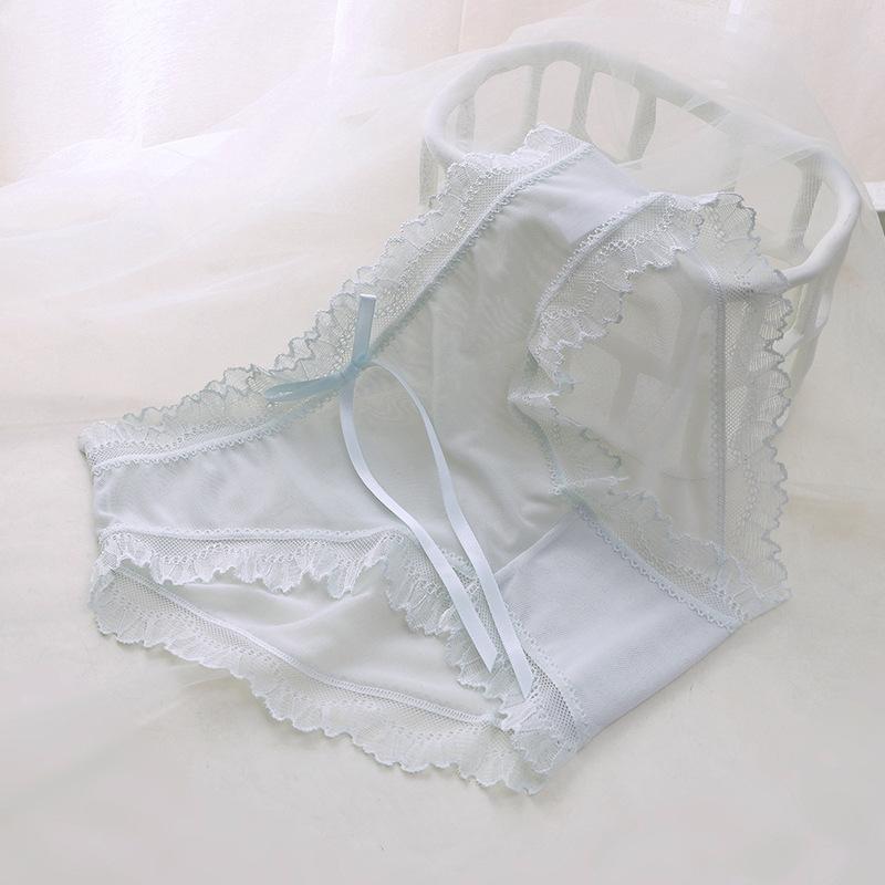 Women's Summer Thin Ice Silk Cotton Crotch Breathable Non Trace Middle Waist Triangle Briefs