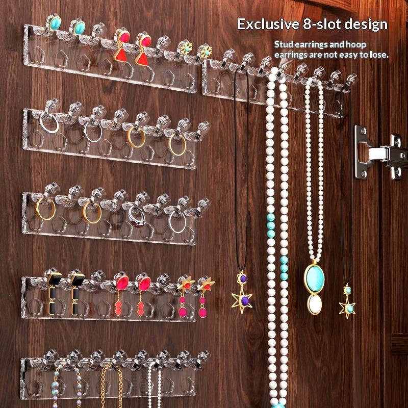 3Pcs Flower Acrylic Wall Mounted Earring Necklace Holder Jewelry Organizer Hanging Necklace Storage Rack For Door Back And Wall