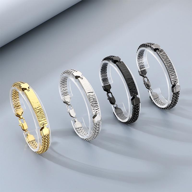 2026 Simple Ins Wind Positive Anti-chain Bracelet, Creative Curved Brand Texture Men's Bracelet