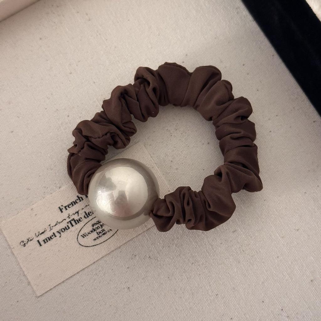 Big Pearl Large Intestine Hair Band, Simple Hair Tie, Girls' High School Elastic and Durable Rubber Band, Girls' Hair Bun