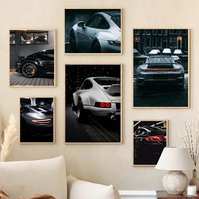 Modern Sport Car Canvas Painting Fashion Street Luxury Car Poster Wall Art Black and White Pictures Home Decoration Living Room