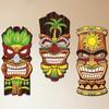 4 Stück Gesichtsmaske Dekor Massivholz Handbemalt Tiki Gesichtsmaske Tropischer Hawaiianischer Stil Wanddekoration Strand Poolbereich Dekoration