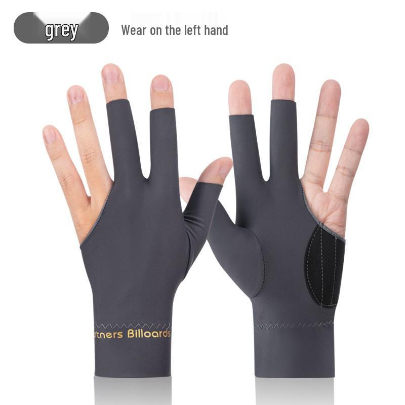 High Elastic Three-Finger Billiard Glove with Logo Print E18