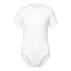 Body Adaptativo para Meninos com Necessidades Especiais Gola Redonda Manga Curta Zíper Frontal Botão de Pressão na Entreperna Collant