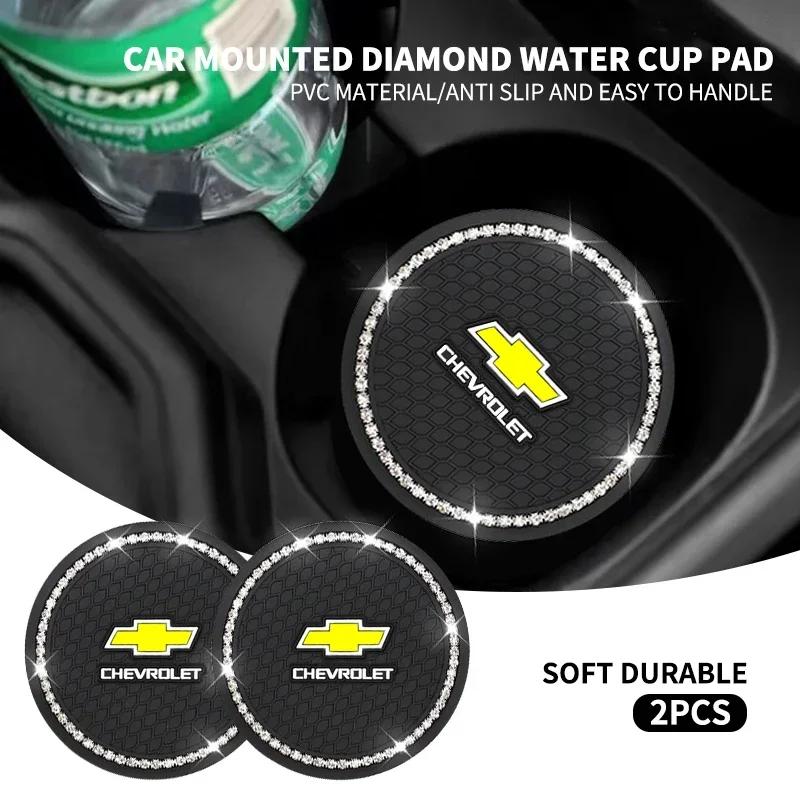 1/2Pcs Diamond-studded Car Coaster Cup Holder Anti-skid Pad For Chevrolet Cruze Lacetti Captiva SS Z71 Equinox Trax Impala Spar